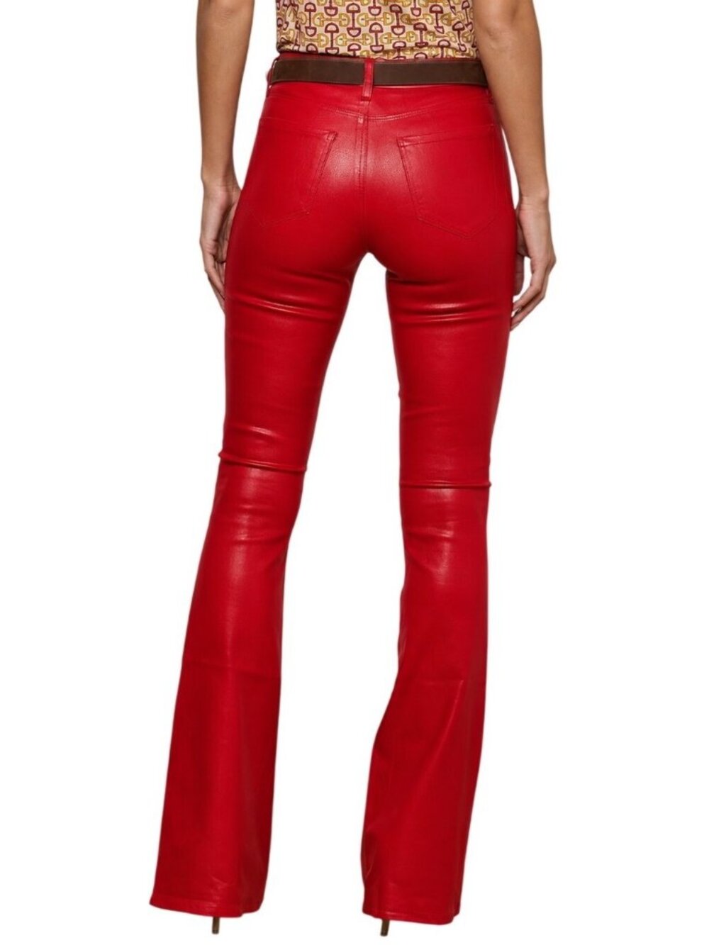 L'AGENCE Marty Coated Flare Jeans Tango Red High Rise Denim Size 26 New - Picture 4 of 14